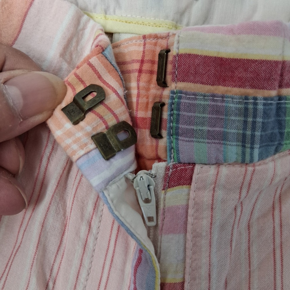 J.Crew Vintage Madras Plaid Patchwork Bermuda Shorts Wmns Pastel Sz 2 EUC Preppy - Picture 11 of 16